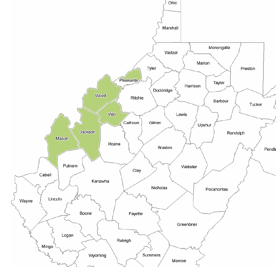 West Virginia county service area map supplied by Jake